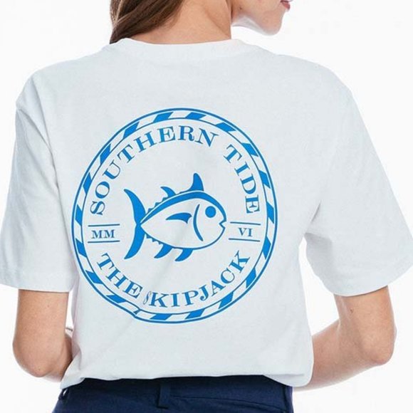 3 for 30 ~ Southern Tide Classic White Medallion Skipjack Tee - Women M - Picture 2 of 5